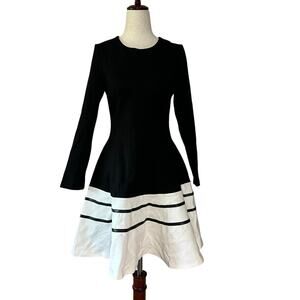 STYLEWE Women's A-line Elegant Long Sleeve Color-block Midi Dress Size S